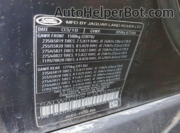 SALWR2RK2JA197953 2018 LAND ROVER RANGE Black 
