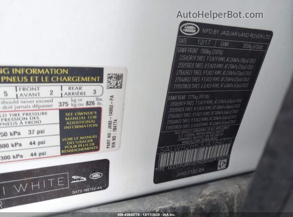 SALWR2RK3JA184774 2018 LAND ROVER RANGE ROVER SPORT White Շարժիչի բաժամունքի տեսք