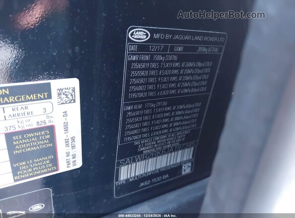 SALWR2RK6JA187345 2018 LAND ROVER RANGE ROVER SPORT Black Вид підкапотного простору