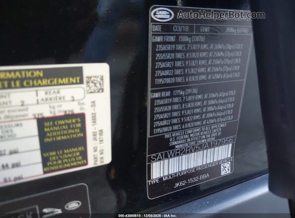 SALWR2RV5JA197956 2018 LAND ROVER RANGE ROVER SPORT Black 