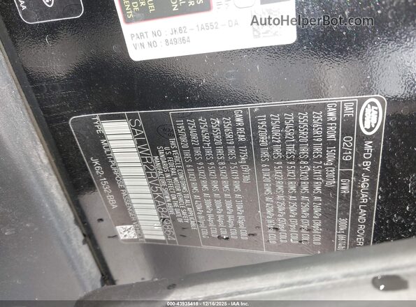 SALWR2RV5KA849864 2019 LAND ROVER RANGE ROVER SPORT Black Vista del compartimento del motor
