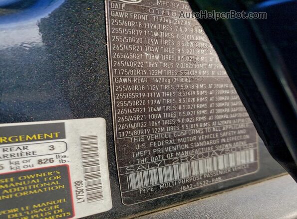 SALYL2RX0JA750198 2018 LAND ROVER RANGE Black 