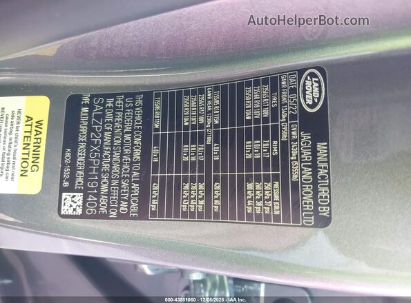 SALZP2FX5PH191406 2023 LAND ROVER RANGE ROVER EVOQUE Gray ძრავის განყოფილების ხედი