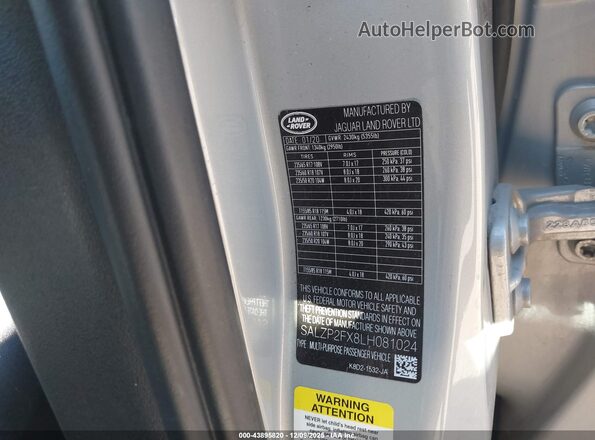 SALZP2FX8LH081024 2020 LAND ROVER RANGE ROVER EVOQUE Серый Вид подкапотного пространства