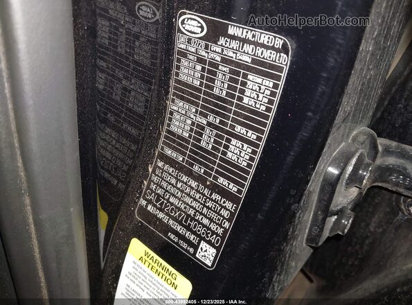 SALZT2GX7LH086340 2020 LAND ROVER RANGE ROVER EVOQUE Black Вид підкапотного простору