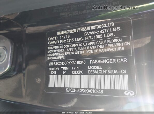 SJKCH5CPXKA010346 2019 INFINITI QX30 Black Շարժիչի բաժամունքի տեսք