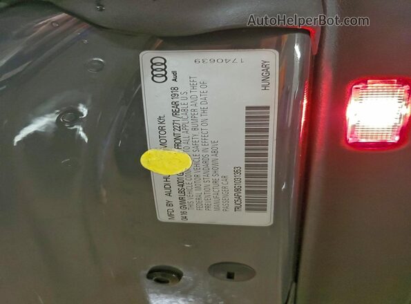 TRUC5AFV8G1031353 2016 AUDI TT Gray Vista del compartimento del motor