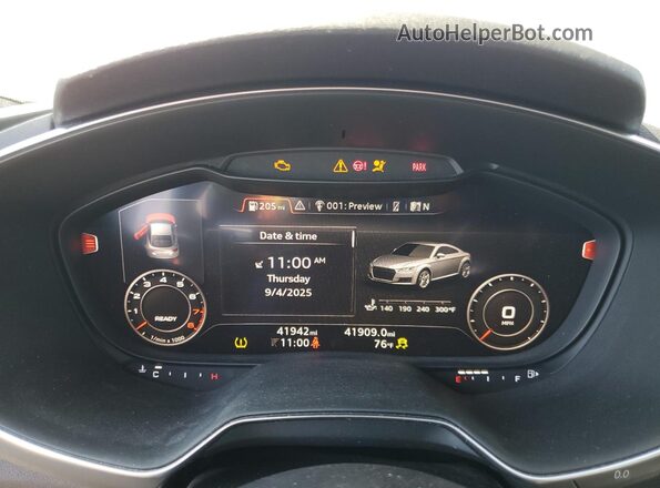 TRUC5AFV9J1007179 2018 AUDI TT White ხელსაწყოთა პანელის ხედი