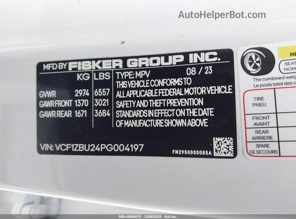 VCF1ZBU24PG004197 2023 FISKER OCEAN White Շարժիչի բաժամունքի տեսք