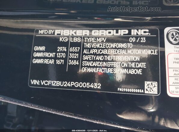 VCF1ZBU24PG005432 2023 FISKER OCEAN Black ძრავის განყოფილების ხედი