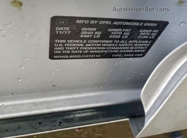 W04GL6SX2J1079115 2018 BUICK REGAL Серебряный 