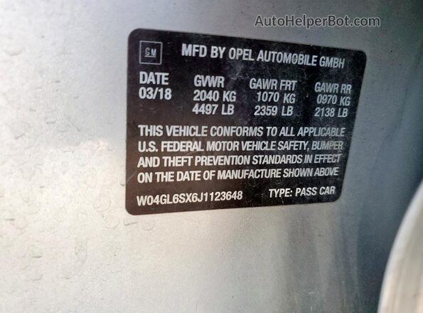 W04GL6SX6J1123648 2018 BUICK REGAL Silver 