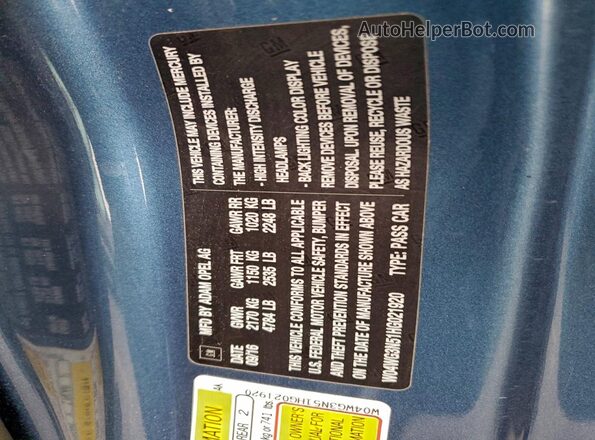 W04WG3N51HG021920 2017 BUICK CASCADA Blue Widok komory silnika