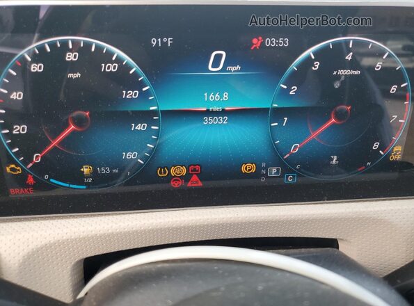 W1K3G4EB3LW046522 2020 MERCEDES-BENZ A Gray Вид щитка приладів