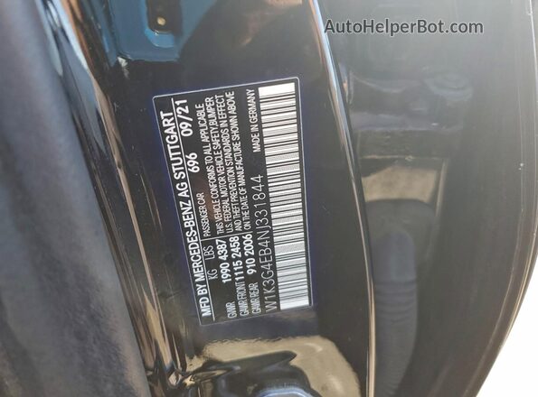 W1K3G4EB4NJ331844 2022 MERCEDES-BENZ A Black Вид підкапотного простору