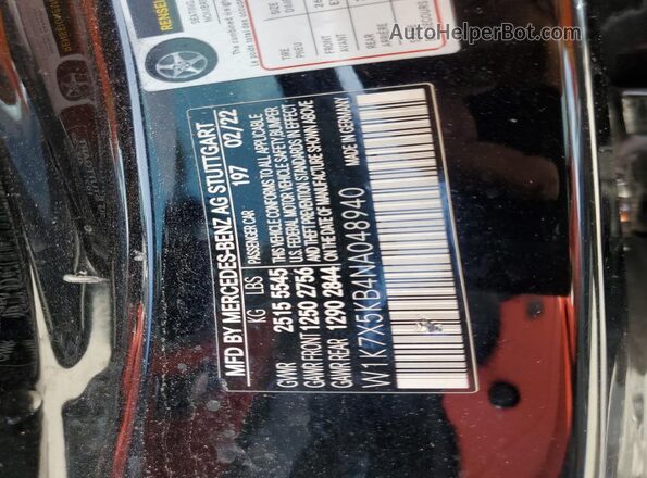 W1K7X5KB4NA048940 2022 MERCEDES-BENZ AMG Black Vista del compartimento del motor