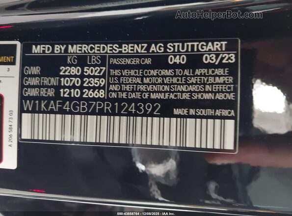 W1KAF4GB7PR124392 2023 MERCEDES-BENZ C-CLASS Black Engine compartment view