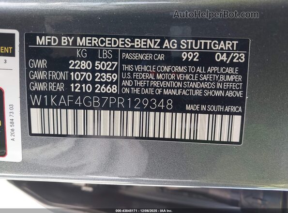 W1KAF4GB7PR129348 2023 MERCEDES-BENZ C-CLASS Gray Engine compartment view