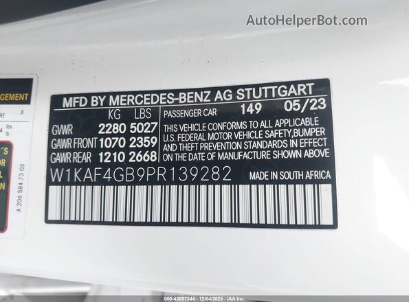 W1KAF4GB9PR139282 2023 MERCEDES-BENZ C-CLASS White Engine compartment view