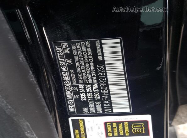 W1KAF4HB0RR218230 2024 MERCEDES-BENZ C Black Vista de la etiqueta del VIN