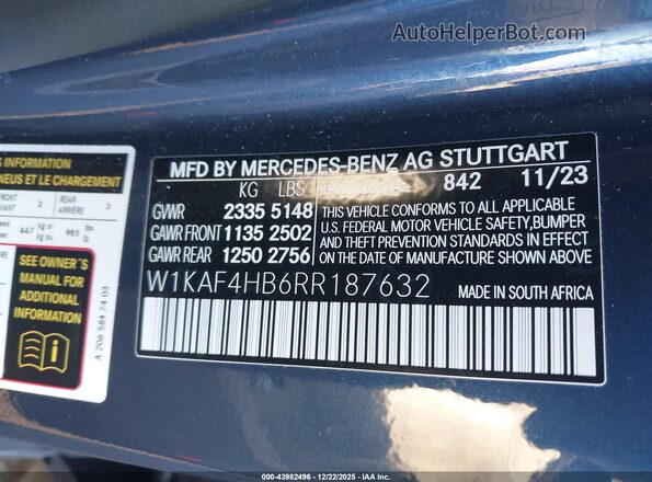 W1KAF4HB6RR187632 2024 MERCEDES-BENZ C-CLASS Dark Blue 