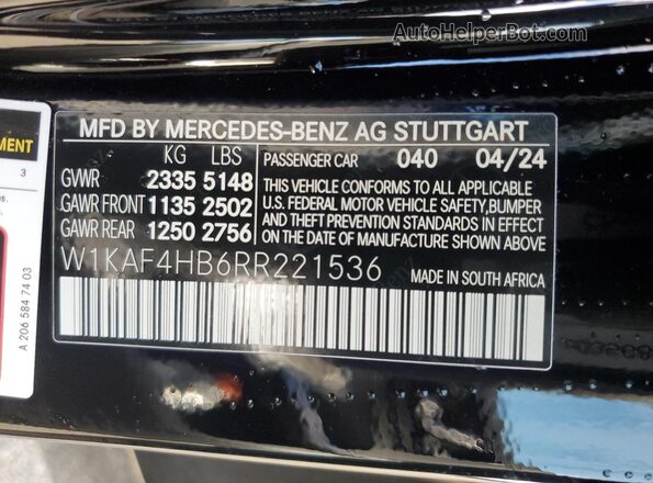 W1KAF4HB6RR221536 2024 MERCEDES-BENZ C Black Engine compartment view