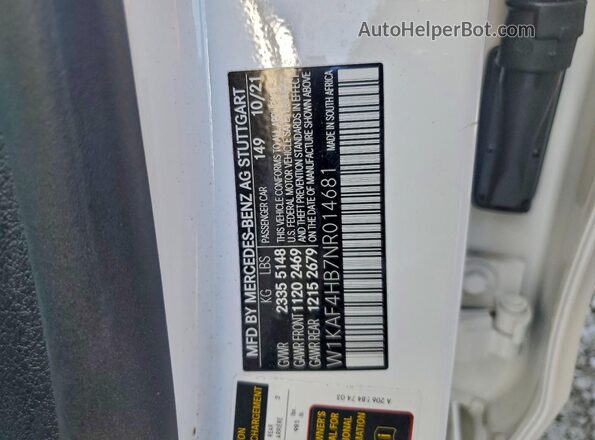 W1KAF4HB7NR014681 2022 MERCEDES-BENZ C Белый Вид подкапотного пространства