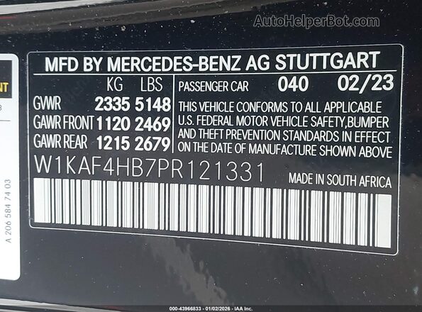 W1KAF4HB7PR121331 2023 MERCEDES-BENZ C-CLASS Black Engine compartment view