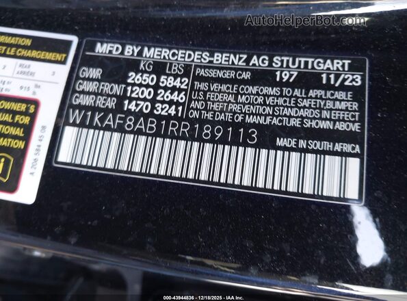 W1KAF8AB1RR189113 2024 MERCEDES-BENZ AMG C 63 Серый Вид подкапотного пространства