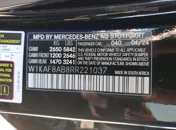 W1KAF8AB8RR221037 2024 MERCEDES-BENZ C Black 