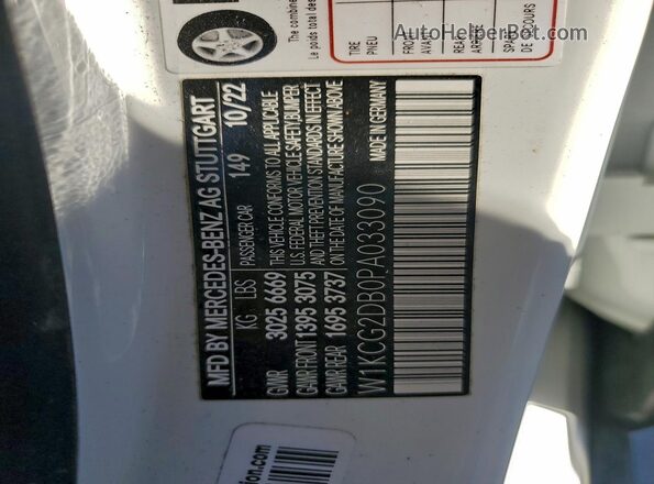 W1KCG2DB0PA033090 2023 MERCEDES-BENZ EQS White Vista de la etiqueta del VIN