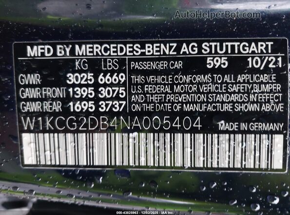 W1KCG2DB4NA005404 2022 MERCEDES-BENZ EQS 450+ Blue Widok komory silnika