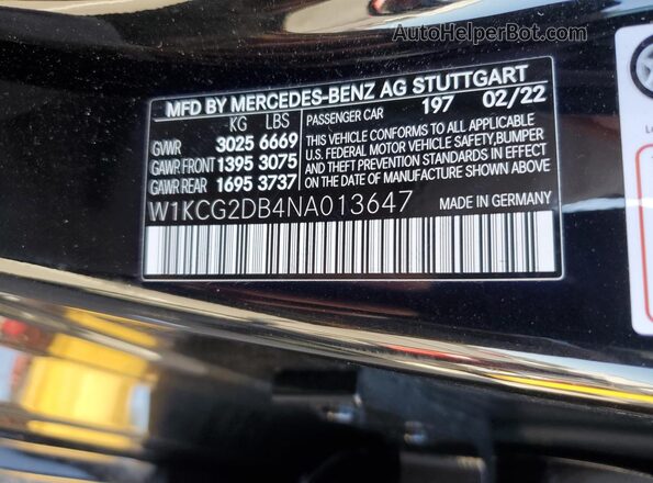 W1KCG2DB4NA013647 2022 MERCEDES-BENZ EQS Black Vista del compartimento del motor
