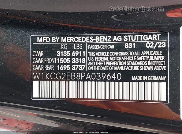 W1KCG2EB8PA039640 2023 MERCEDES-BENZ EQS 450 Black Vista del compartimento del motor