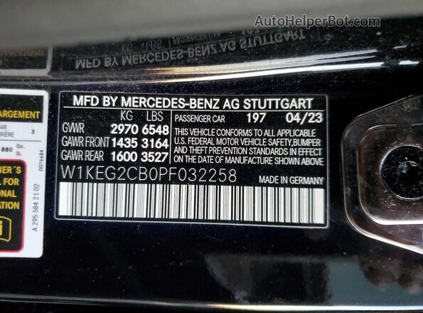 W1KEG2CB0PF032258 2023 MERCEDES-BENZ EQE Green Vista de la etiqueta del VIN