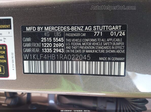 W1KLF4HB1RA022045 2024 MERCEDES-BENZ E-CLASS Brown Շարժիչի բաժամունքի տեսք