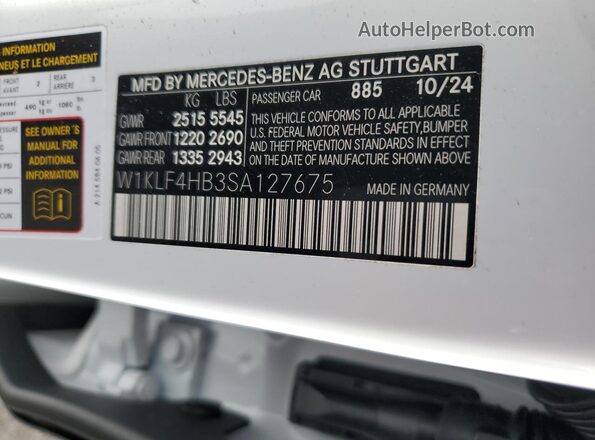 W1KLF4HB3SA127675 2025 MERCEDES-BENZ E White Շարժիչի բաժամունքի տեսք