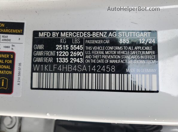 W1KLF4HB4SA142458 2025 MERCEDES-BENZ E White Engine compartment view