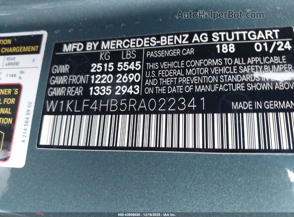 W1KLF4HB5RA022341 2024 MERCEDES-BENZ E-CLASS Silver Engine compartment view