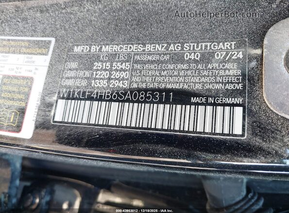 W1KLF4HB6SA085311 2025 MERCEDES-BENZ E-CLASS Black Vista del compartimento del motor