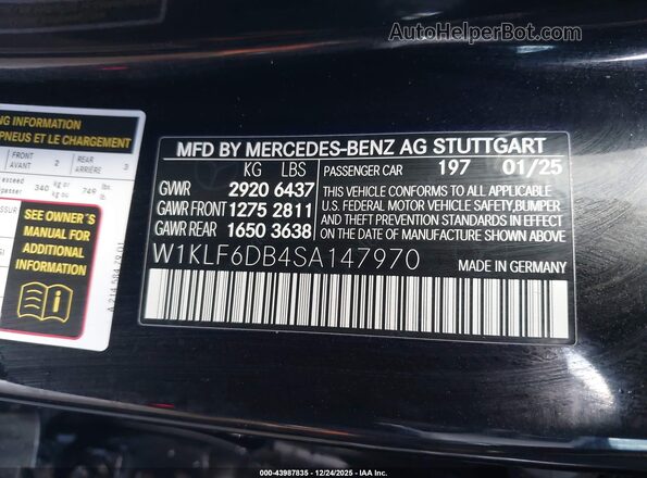 W1KLF6DB4SA147970 2025 MERCEDES-BENZ AMG Black ძრავის განყოფილების ხედი