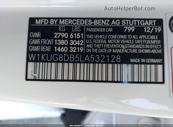 W1KUG8DB5LA532128 2020 MERCEDES-BENZ S-CLASS White Widok komory silnika