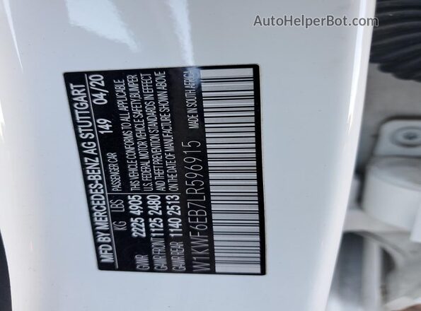 W1KWF6EB7LR596915 2020 MERCEDES-BENZ C White Engine compartment view