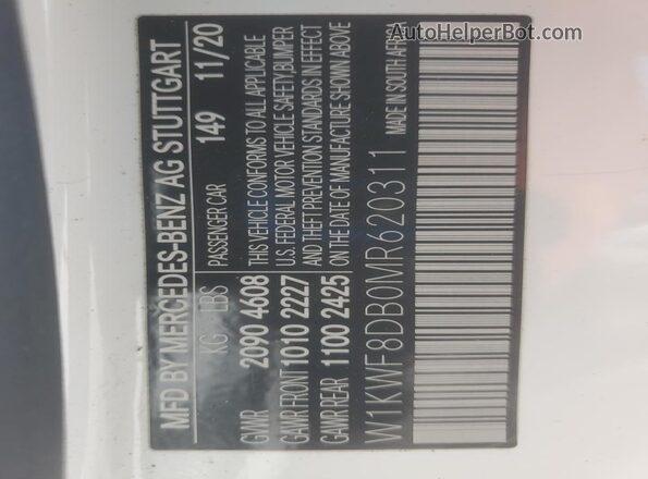 W1KWF8DB0MR620311 2021 MERCEDES-BENZ C Белый Вид наклейки с VIN-кодом