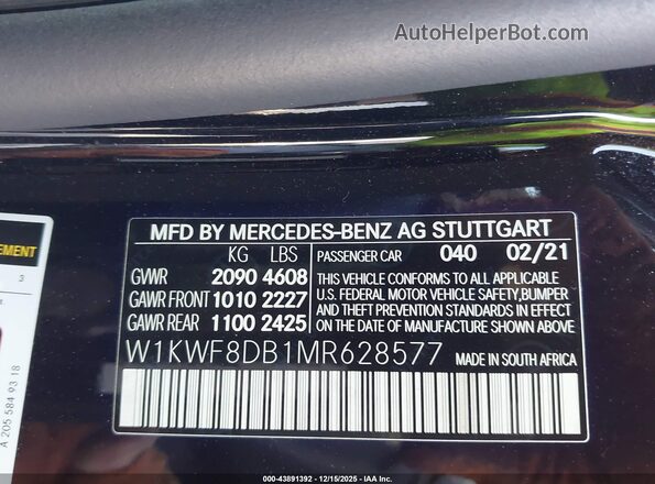 W1KWF8DB1MR628577 2021 MERCEDES-BENZ C-CLASS Black 