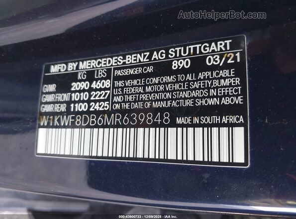 W1KWF8DB6MR639848 2021 MERCEDES-BENZ C-CLASS Черный Вид подкапотного пространства