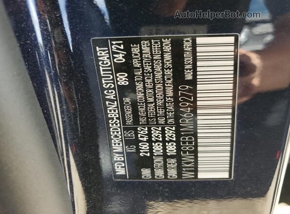 W1KWF8EB1MR649279 2021 MERCEDES-BENZ C Blue 