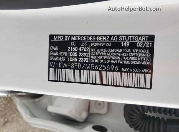 W1KWF8EB7MR625696 2021 MERCEDES-BENZ C White Вид підкапотного простору