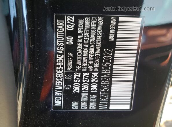 W1KZF5KB2NB050322 2022 MERCEDES-BENZ E Black 