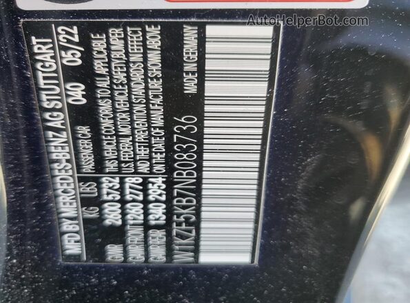 W1KZF5KB7NB083736 2022 MERCEDES-BENZ E Black Շարժիչի բաժամունքի տեսք